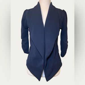 Zenana Outfitters‎ Women’s Navy Blue Blazer Puff Ruched Sleeve Size Small